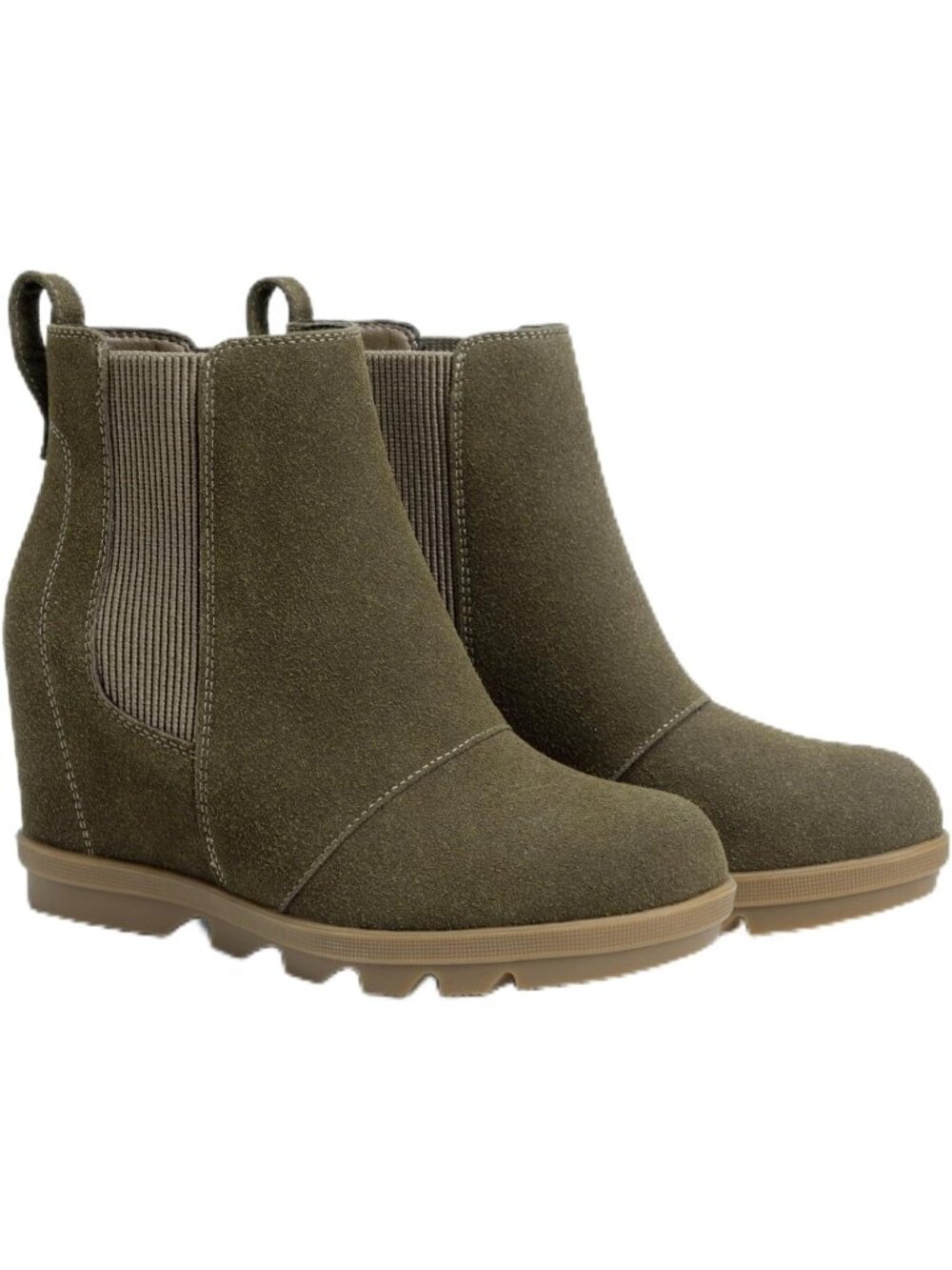 Women's Olive Green Faux Leather Comfortable Heel Chelsea Ankle Stylish Booties